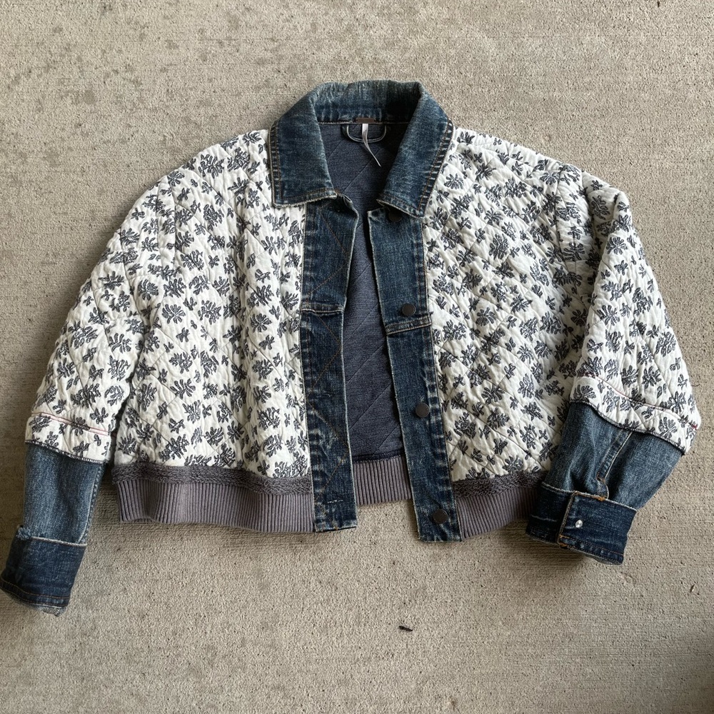 Free People ditsy denim jacket coat
